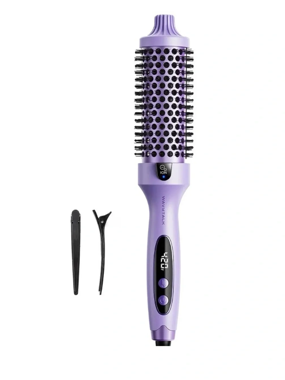 Wavytalk Lavender Ionic Hot Air Round Brush with Clips. NEW!